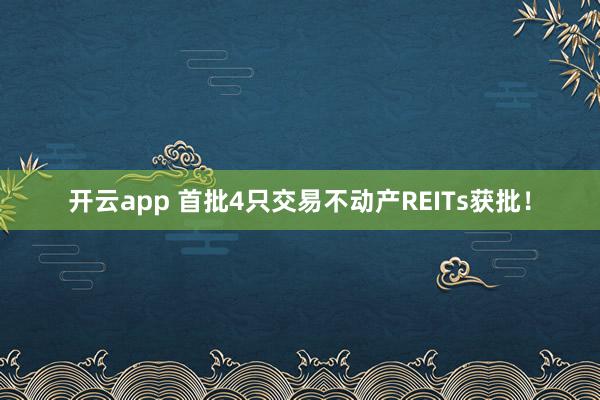 开云app 首批4只交易不动产REITs获批！