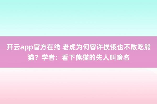 开云app官方在线 老虎为何容许挨饿也不敢吃熊猫？学者：看下熊猫的先人叫啥名