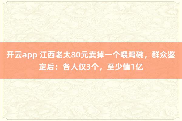 开云app 江西老太80元卖掉一个喂鸡碗，群众鉴定后：各人仅3个，至少值1亿