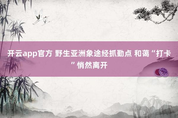 开云app官方 野生亚洲象途经抓勤点 和蔼“打卡”悄然离开