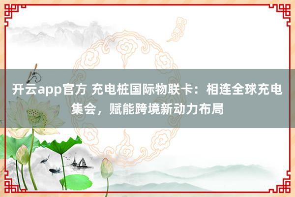 开云app官方 充电桩国际物联卡：相连全球充电集会，赋能跨境新动力布局
