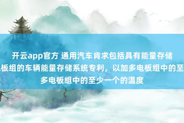 开云app官方 通用汽车肯求包括具有能量存储化学物资的电板组的车辆能量存储系统专利，以加多电板组中的至少一个的温度