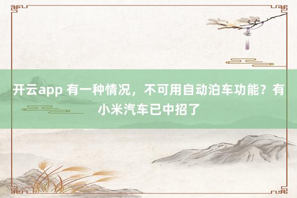 开云app 有一种情况，不可用自动泊车功能？有小米汽车已中招了