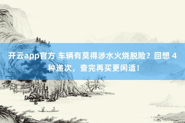 开云app官方 车辆有莫得涉水火烧脱险？回想 4 种递次，查完再买更闲适！
