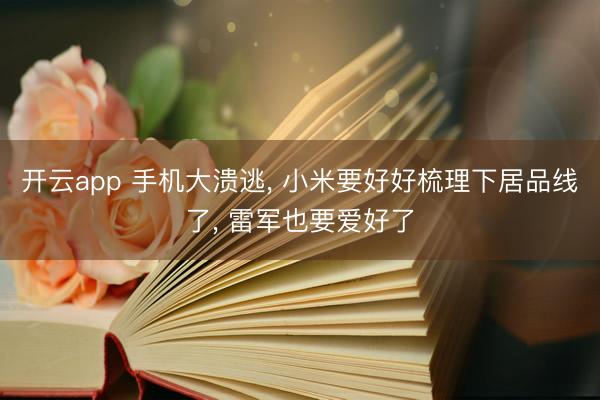 开云app 手机大溃逃, 小米要好好梳理下居品线了, 雷军也要爱好了